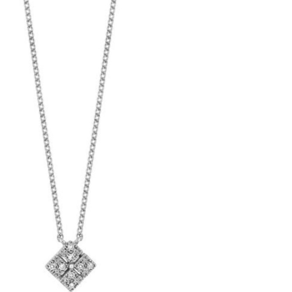 Carrier Sterling Silver Square Diamond  Necklace